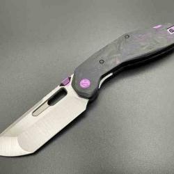 Couteau Ketuo Yakuza CF Lame Acier 154CM Manche Purple Marble Carbon Fiber Linerlock IKBS KETM0103