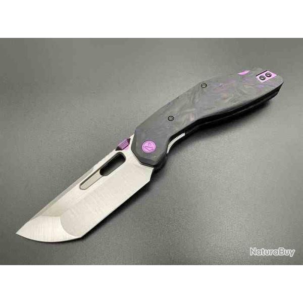 Couteau Ketuo Yakuza CF Lame Acier 154CM Manche Purple Marble Carbon Fiber Linerlock IKBS KETM0103