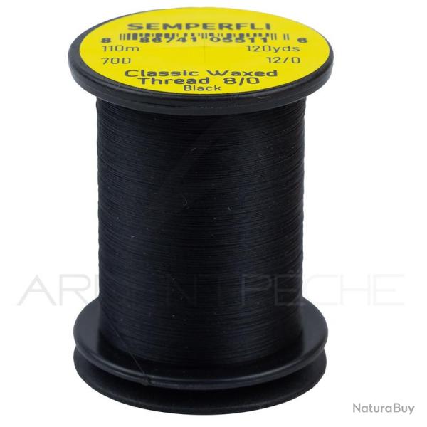 Fils de montage Semperfli Classic waxed thread 110 m 8/0 Noir