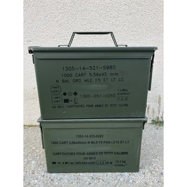 Lot de 2 caisses � munitions vides vertes