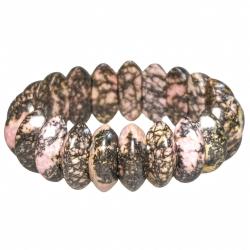 Bracelet de perles bic&ocirc;ne arrondies en rhodonite