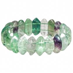 Bracelet de perles bic&ocirc;ne arrondies en fluorite