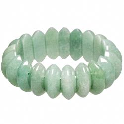 Bracelet de perles bic&ocirc;ne arrondies en aventurine verte