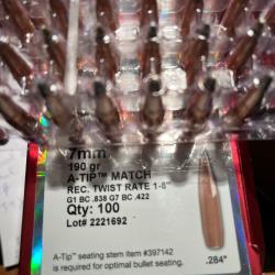 Ogives Hornady A TIP 190 cal .284 + OTM L