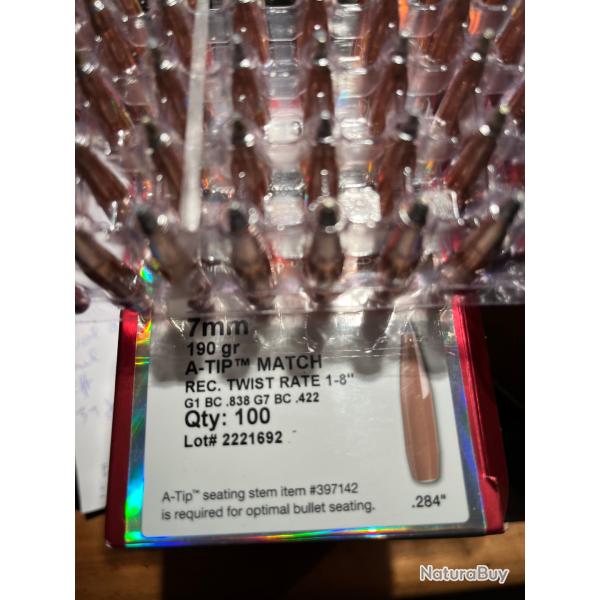 Ogives Hornady A TIP 190 cal .284 + OTM L