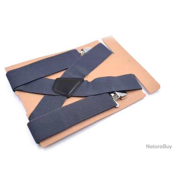 Bretelles Homme Gris Fonc� 5 cm Large 4 Clips Solides X R�glables 120 cm