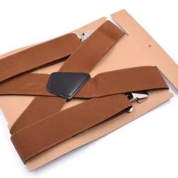 Bretelles Homme Camel 5 cm Large 4 Clips Solides X R&eacute;glables 120 cm