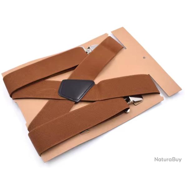 Bretelles Homme Camel 5 cm Large 4 Clips Solides X R�glables 120 cm