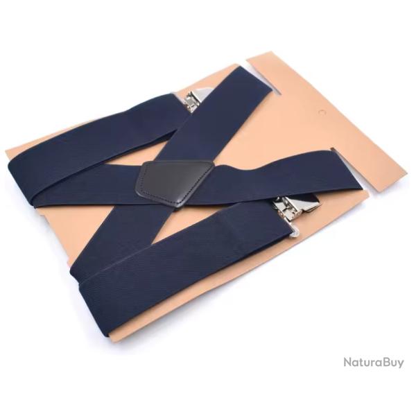 Bretelles Homme Bleu Marine 5 cm Large 4 Clips Solides X R�glables 120 cm