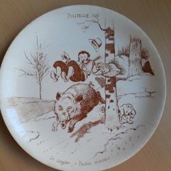 ASSIETTE PARLANTE  THEME CHASSE SARREGUEMINES