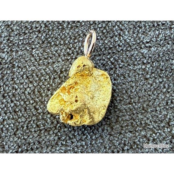 P�pite naturelle en or 22 / 24 K avec montage en or 18 carats - Origine : Australie