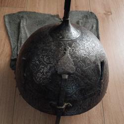 CASQUE KULHA KHUD XIX IRAN GRAVE NASAL COULISSANT  POINTE 4 PANS