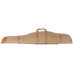 Housse de Transport 132 cm Sac en Toile Matelass&eacute;e et Cuir pour Fusil de Chasse Bandouli&egrave;re R&eacute;glable