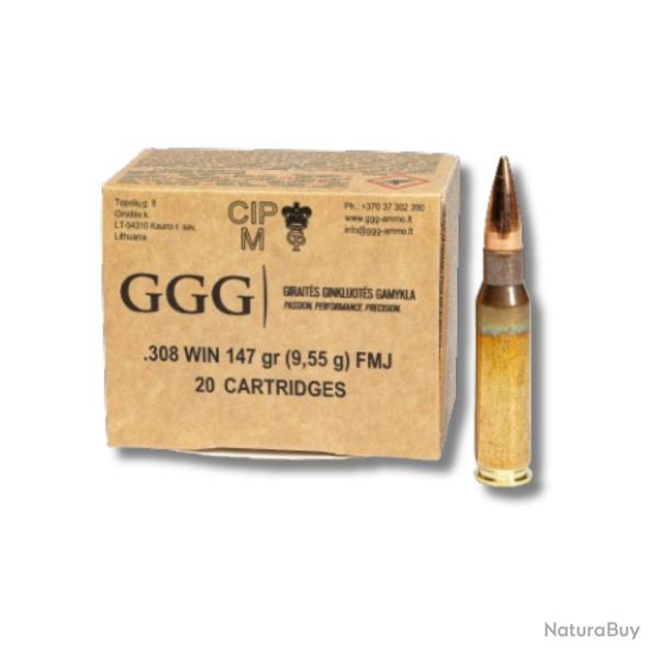 BOITE DE .308WIN 147GR FMJ X20 - GGG