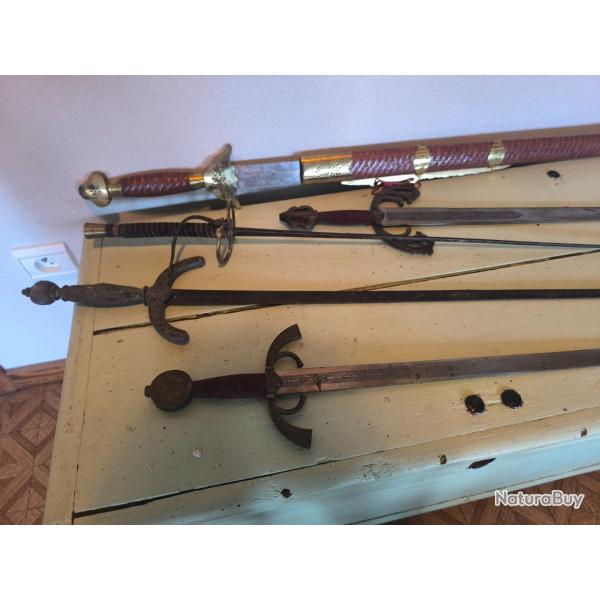 Lot d'�p�e divers escrime et d�corative