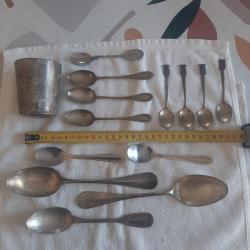 Lot argent timbale, cuill&egrave;res grandes , moyenne, petites