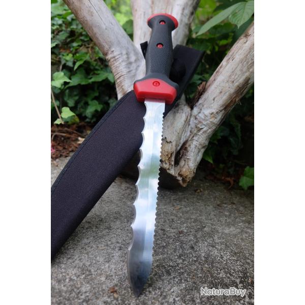 Couteau De P�cheur � Lever les filets Lame Souple Acier Inox Manche ABS Black/Red Etui Nylon