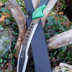 Couteau Kukkri Bowie Machette Mad Max Lame Tanto Acier 3Cr13 Manche ABS Green Black Etui Nylon 001