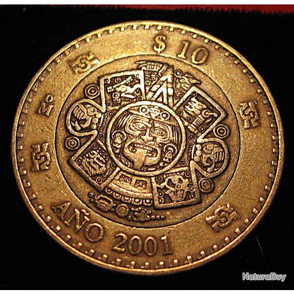 Mexique, piece de 10 $ de 2001 bi metal  ttb