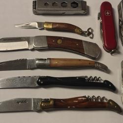 Lot de couteaux laguiole, couteau suisse...