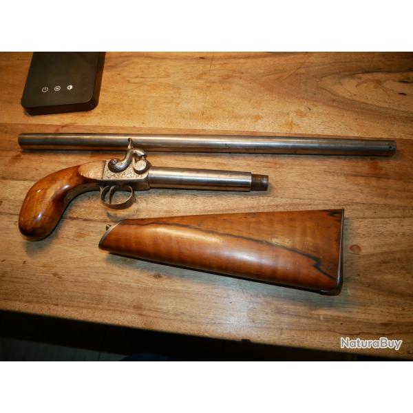 Fusil de braconnier � percussion � crosse et canon d�montable