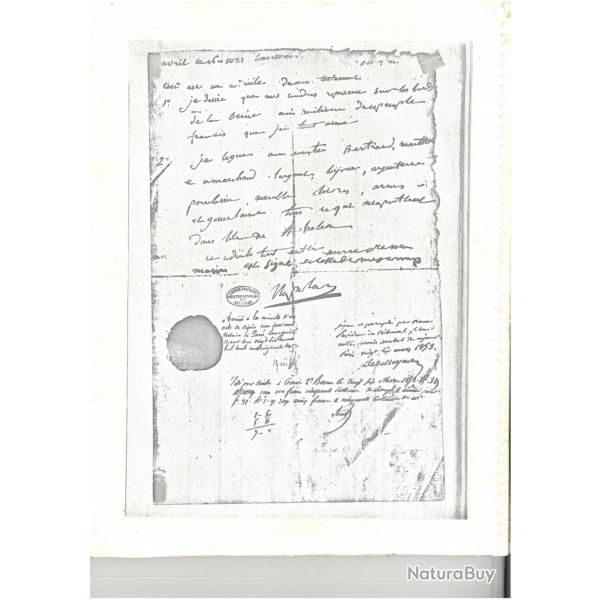 Manuscrit - Testament de Napol�on Bonaparte (fac-simil� ancien)