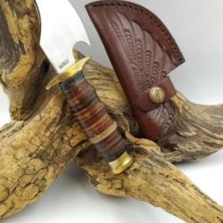 Couteau Skinner Stacked Leather Etui Cuir manche cuir 5484m