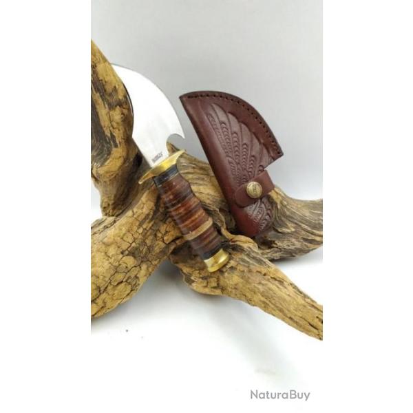 Couteau Skinner Stacked Leather Etui Cuir manche cuir 5484m