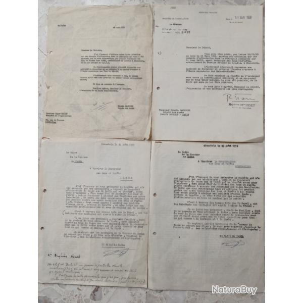 1959 GUERRE ALGERIE: 4 documents Requ�te maintien fonctionnaire ONF � KHENCHELA, p�tition musulmans