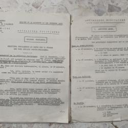1957 GUERRE ALGERIE : 2 notes Actualit&eacute;s militaires & politiques, activit&eacute;s amis ennemis FLN, bilans