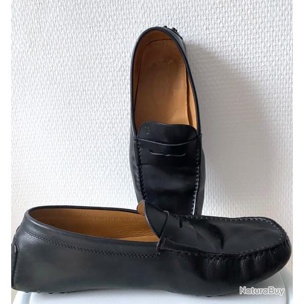 Chaussures homme mocassins Tod's noires taille 8 / 42�Tr�s bon �tat�