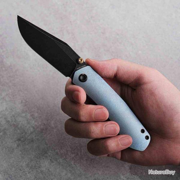 Couteau Vosteed Vallhund Lame Acier S35VN Blk Manche Titanium Blue Frame Lock VOSA2102