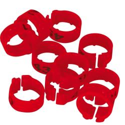 Bagues Sp&eacute;cial Pigeon Marquage Laser Ind&eacute;l&eacute;bile num&eacute;rot&eacute;es 1-25 Rouge