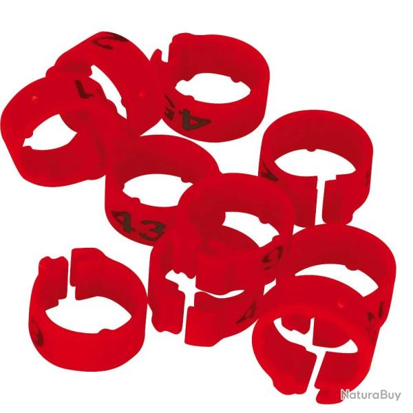Bagues Sp�cial Pigeon Marquage Laser Ind�l�bile num�rot�es 1-25 Rouge