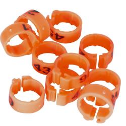 Bagues Sp&eacute;cial Pigeon Marquage Laser Ind&eacute;l&eacute;bile num&eacute;rot&eacute;es 1-25 Orange