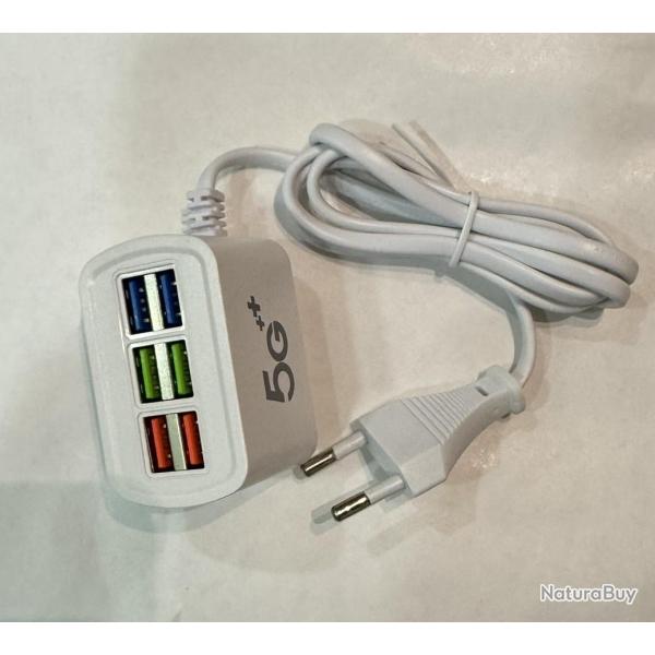 Chargeur avec prise murale 6 ports USB collier TT25