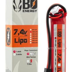 Batterie Lipo BO Manufacture 2S 7.4V 1000mAh 25C - Mini Tamyia