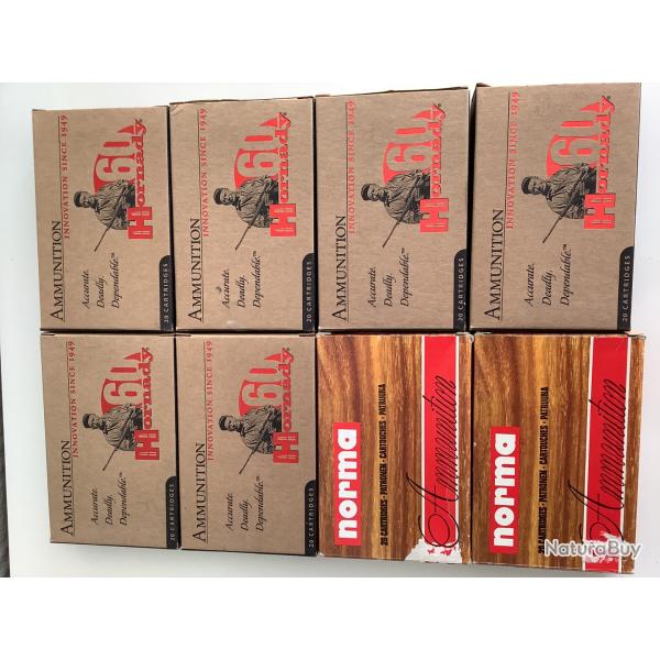 Lot de 8 boites de 280 rem de marque HORNADY et NORMA