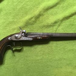 BEAU PISTOLET &Agrave; PERCUSSION DE TIR DISCIPLINE KUCHENREUTER ARTISAN LI&Eacute;GEOIS. Cal 50