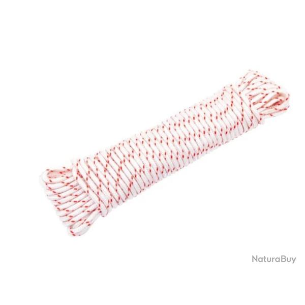 Cordon d�marrage nylon blanc rouge �6 mm 10 m r�sistant haute visibilit�