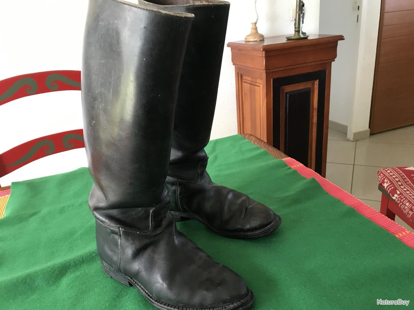 Bottes D'équitation Vintage Cuir Homme – Style WW1 – Taille 9 UK – Marque Sparkes Hall & Co – Occasion En Bon état