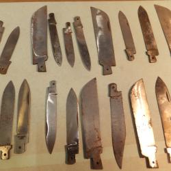 Int&eacute;ressant, lot de lames de couteaux, de Manches, et ressorts de Fermetures.                    (2)