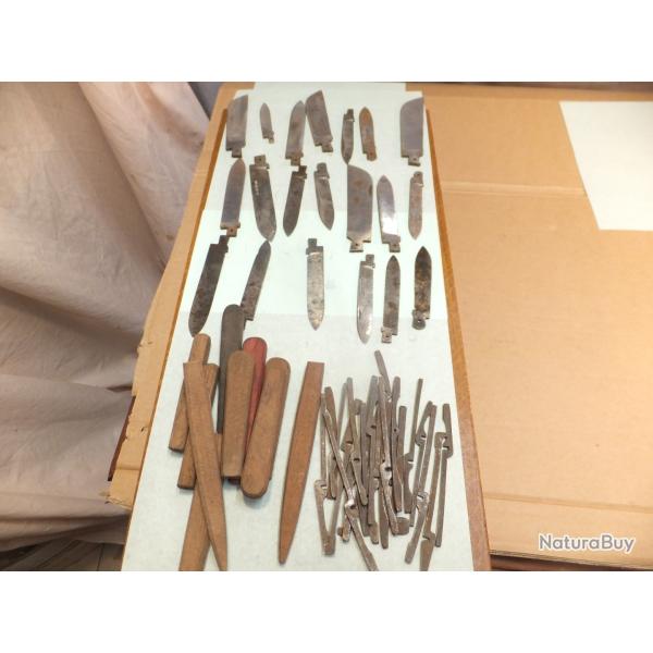 Int�ressant, lot de lames de couteaux, de Manches, et ressorts de Fermetures.                    (A)