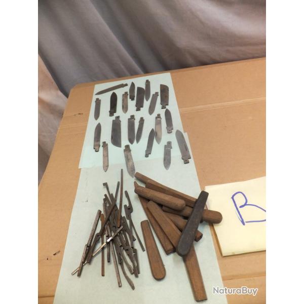 Int�ressant, lot de lames de couteaux, de Manches, et ressorts de Fermetures.                    (B)