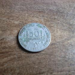 monnaie union mon&eacute;taire ouest africane 50 francs  1991