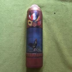 RARE MAGNIFIQUE OBJET ART DE TRANCH&Eacute;E CORP DE OBUS 75mm AVEC PEINTURE PATRIOTIQUE 14-18