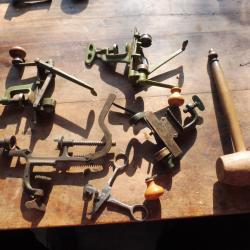 lot accessoires outils rechargement sertisseur ancien cartouche de chasse dosette poudre noire plomb