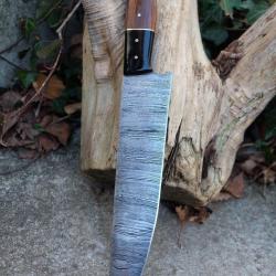 Couteau De Cuisine de Chef Lame Acier Damas 256 Couches Manche Bois/R&eacute;sine Fabrication Artisanale01