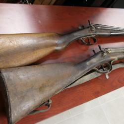 lot de 2 fusils a chiens   mise a prix 1 euros SANS PRIX DE RESERVE