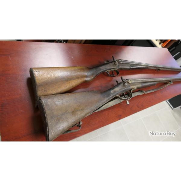 lot de 2 fusils a chiens   mise a prix 1 euros SANS PRIX DE RESERVE